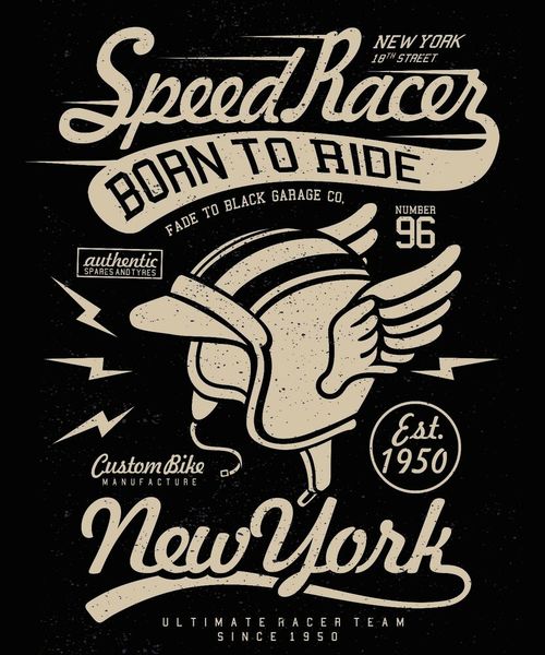 

speed racer born to ride new york 18th street tee shirt black or white, White;black