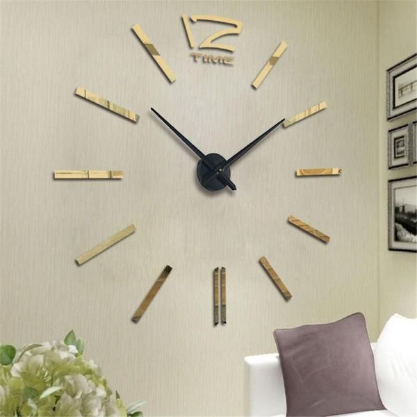 Wanduhren Moderne große 3D-Spiegeloberfläche Uhr Aufkleber Home Office Zimmer DIY Dekor Zubehör