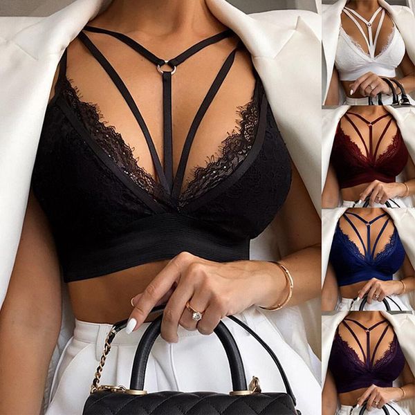 

bras 2021 bra women hollow lace lingerie bandage bralette bustier push up summer underwear, Red;black