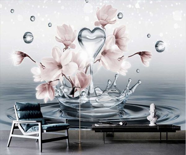 Sfondi Nordic Moderno Minimalista Acqua Fiore di pesco Fiore di magnolia Sfondo astratto Carta da parati Personalizzato Soggiorno Camera da letto Murale