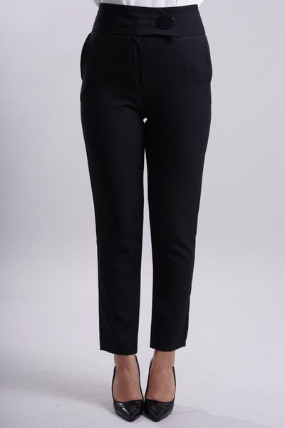 

women's pants & capris manga high waist buttoned black trousers, Black;white