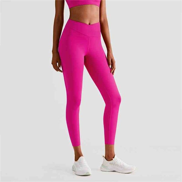 

women sports pants fitness double abdomen without marking foot mouth high waist yoga leggings peach hip squat proof athletic gym