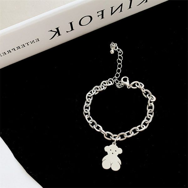 

hand catenary korean style simple and cool double layer bear bracelet design, Black