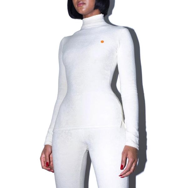 

women's jumpsuits & rompers xllais 2021 arrival white high neck long sleeve tight leisure sports pants set, Black;white