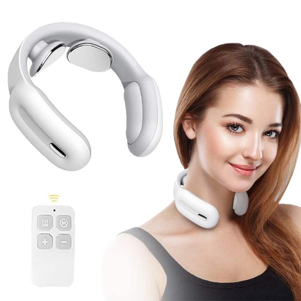 

smart electric neck massager heating pain relief far infrared health care relaxation cervical remote control vertebra massger