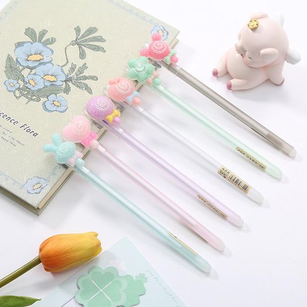 

pcs/lot creative lollipop animal erasable gel pen cute 0.5mm signature pens office school writing supplies promotional gift
