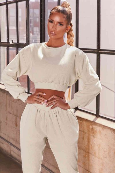 

women's tracksuits tracksuit women two piece set spring autumn clothes full sleeve pullover crop pants sport jogger suits sets, Gray