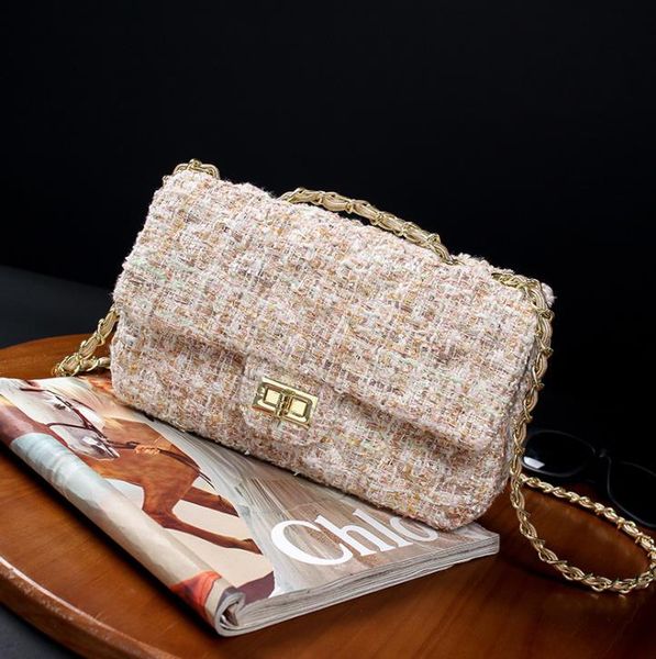 

plush square crossbody bags 2021 fashion high-quality wool women's designer handbag pearl chain shoulder messenger bag purses