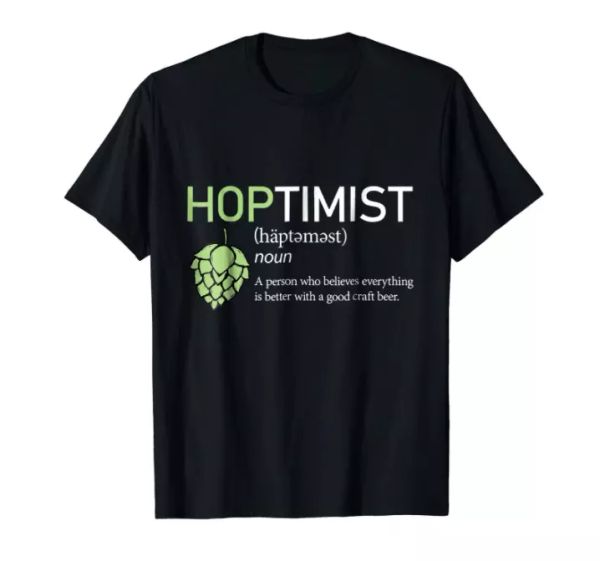 

r1 hoptimist definition black t-shirt for brewer and craft beer lover, White;black