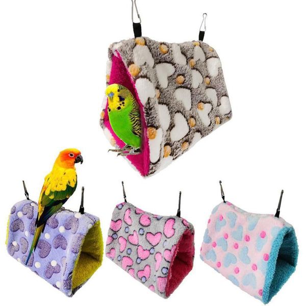 

canvas parrot hammock warm thick triangular bird hanging nest for pet cages