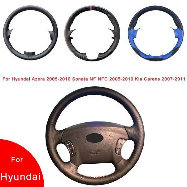 

steering wheel covers hand-stitched artificial leather car cover for azera 2005-2010 sonata nfc kia carens 2007-2011