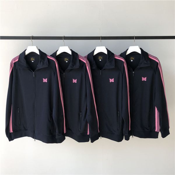 

men's hoodies & sweatshirts casual hip-hop stripes pink needles awge women's men's jackets 1:1 japanese butterfly embroidered, Black