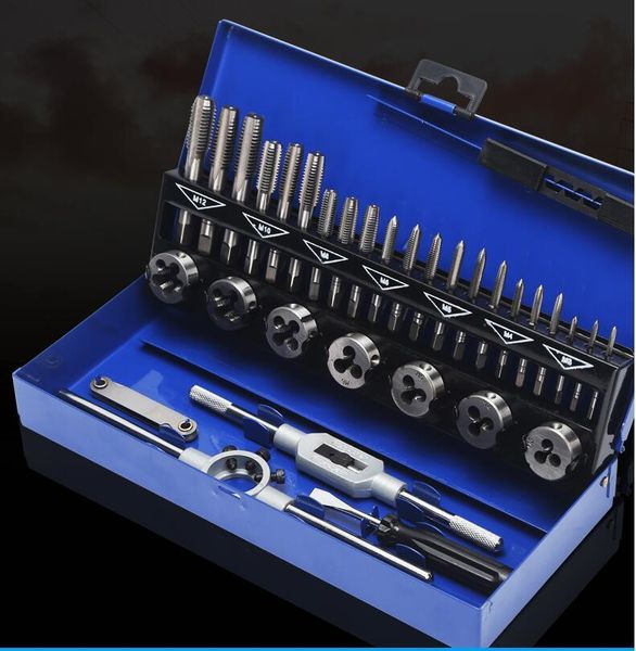 

hand tools metric taps and dies set thread cutting tool adjustable wrench car repair die kits