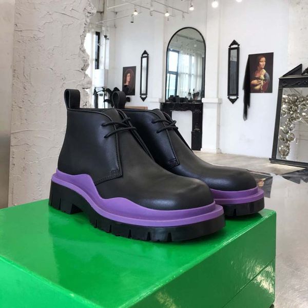 

fashion designer boots ankle boot martin chaelsea booties brown cowhide lining green box packaging thick bottom height 5.5 cm purple luxury, Black