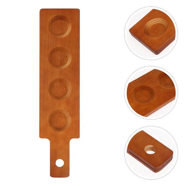 

cups & saucers 1pc wooden cup holder 4 holes creative beverage for bar