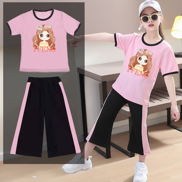 

2022 summer girls clothes sets short sweatshirt + pants girl kids tracksuit children clothing suits teenage 5 6 8 9 10 12 years, White