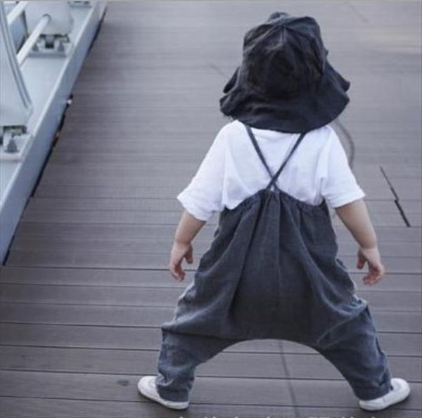 

children childrens cotton and linen suspenders across pants for boys girls baby girl clothes, Blue