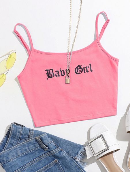 

letter graphic cami m7bq#, White