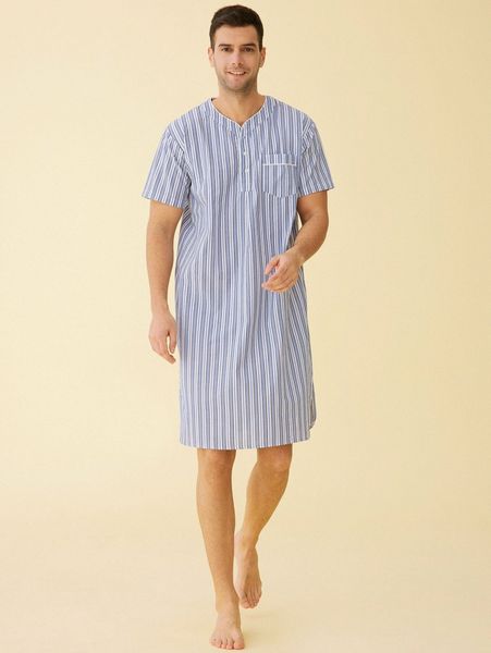 

latuza men striped quarter button patched pocket longline sleep q3gh#, Black;brown