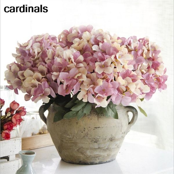 

decorative flowers & wreaths 6 forked/ bouquet silicone ball hydrangea artificial moisture christmas wedding home decoration fake flower