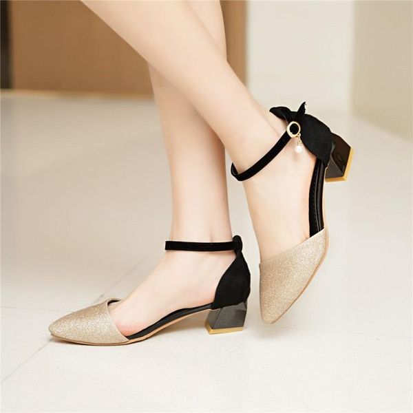 

dress shoes big size 11 12 13 14 15 16 high heels sandals women woman summer ladies package toes pointed thick with, Black