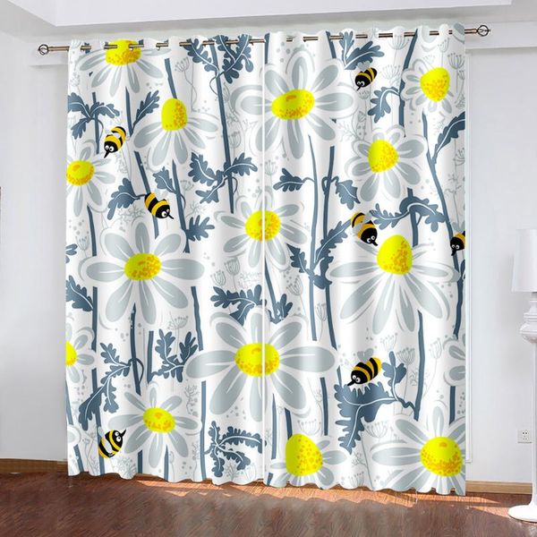 

curtain & drapes 3d curtains blackout for living room kids bedroom fabric depicting a sunflower bee custom