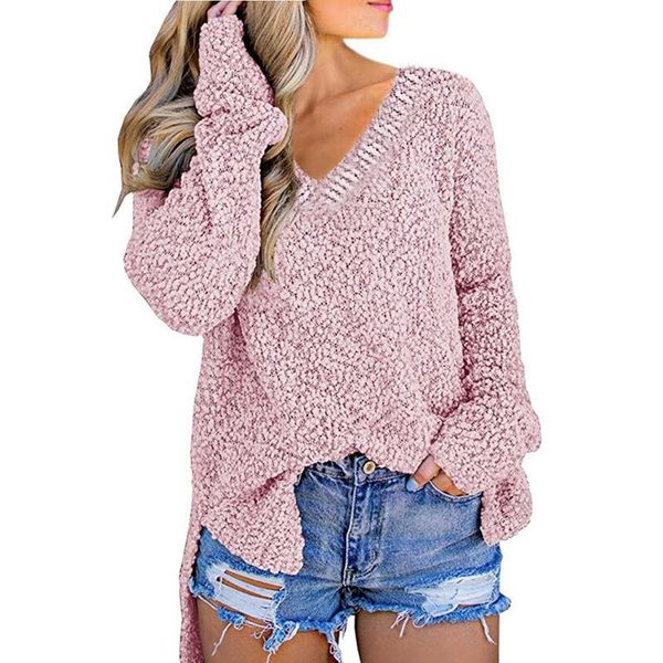 

women's sweaters arrival autumn knit women v-neck popcorn pullover knitted loose sweater clothing for ladies, White;black
