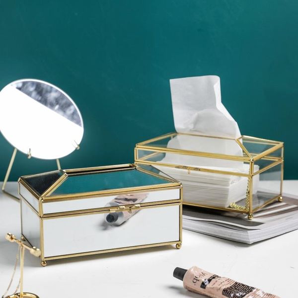 

tissue boxes & napkins paper box brass glass office toilet kitchen napkin holder car storage living room coffee table organizer trump decora