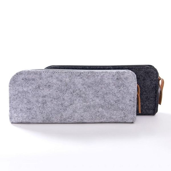 

minimalist felt wool pencil case big capacity multifunctional pen bag bandage office school stationery pouch buckle purse bags