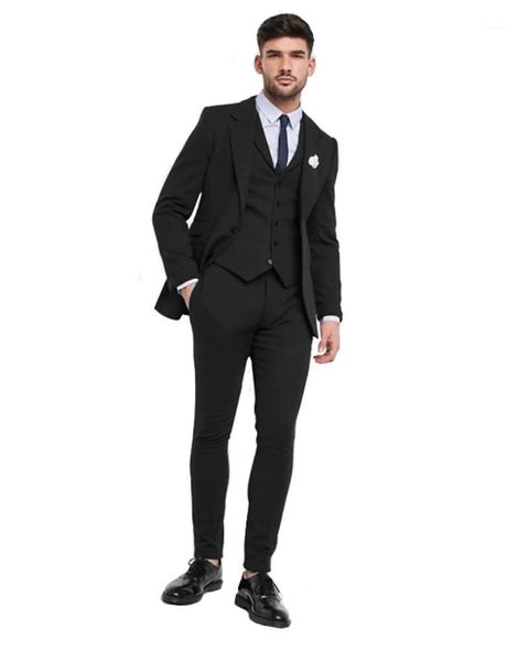 

men's suits & blazers mens 3-piece suit slim fit notch lapel tuxedo blazer jacket pants vest set, White;black