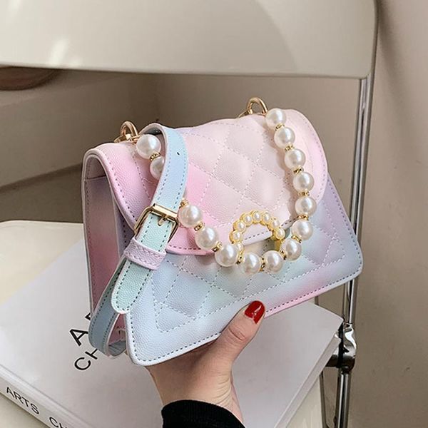 

evening bags swdf pu leather gradient r crossbody for women 2021 fashion small shoulder bag female handbags and purses travel