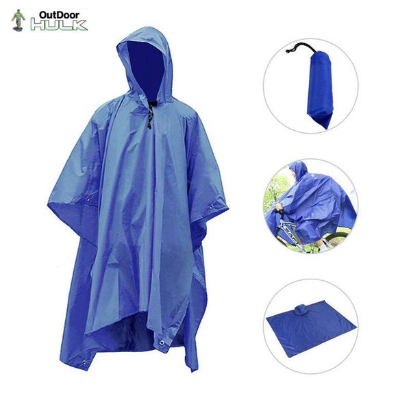 

outdoor pads 3 in 1 hiking rain poncho waterproof coat blanket picnic mat hunting versatile multi-purpose camping