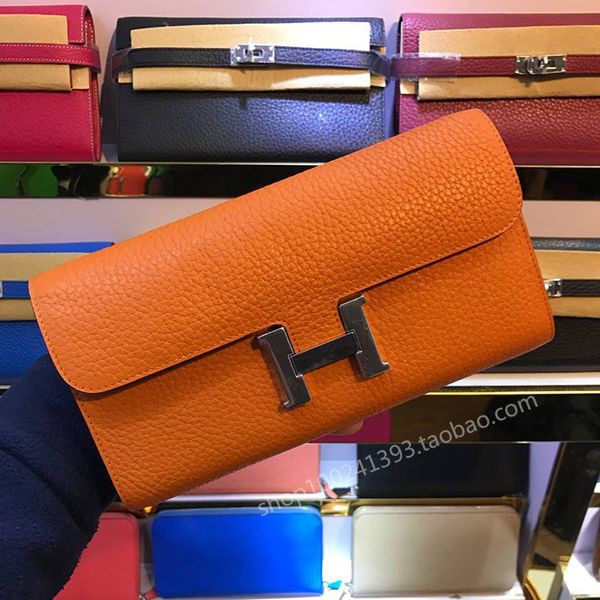 

bag handbag 2021 women's head leather wallet long banquet ins, Black;red