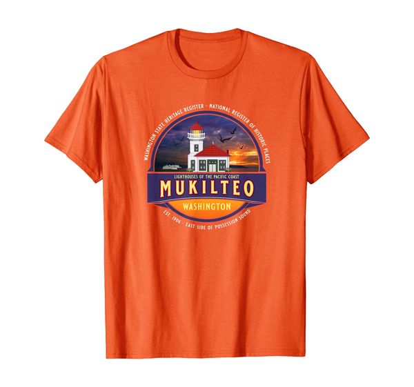 

mukilteo wa washington lighthouse ferry novelty souvenir t-shirt, White;black