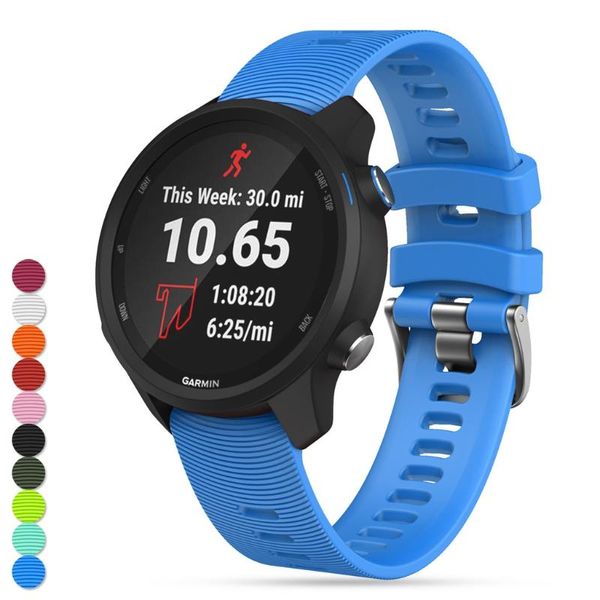 

watch bands eieuuk 20mm soft silicone gel replacement wriststrap watchband for garmin forerunner 245/645/vivoactive 3/vivomove hr, Black;brown