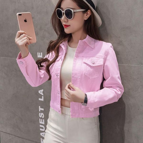 

women's jackets jeans jacket and coats for women 2021 autumn candy color casual short denim chaqueta mujer casaco jaqueta feminina, Black;brown