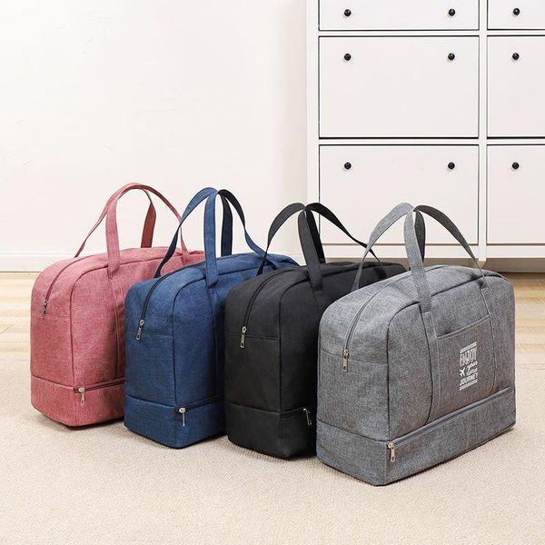 

neck ties cation print waterproof tote bag storage dry and wet separation swimming large-capacity wash factory, Blue;purple