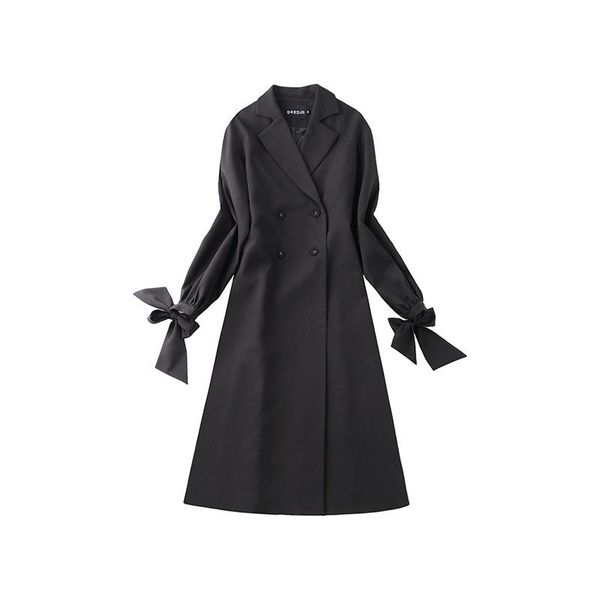 

women's trench coats spring and autumn long loose coat women black casual single breasted outwear 2021 ropa mujer for, Tan;black