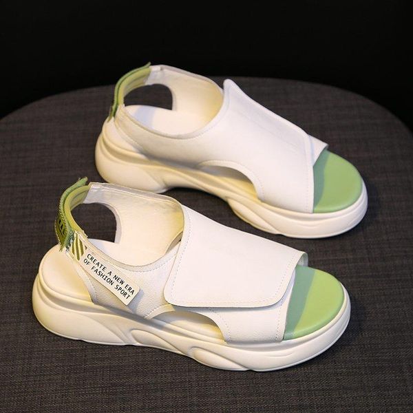 

dress shoes korean version summer ins female sandals white thick bottom student beach wear-resistant tide wild women, Black