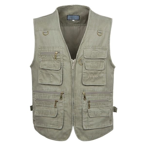 

8xl 9xl 10xl male casual summer big size cotton sleeveless vest with many 16 pockets men multi pocket pograph waistcoat 220114, Black;white