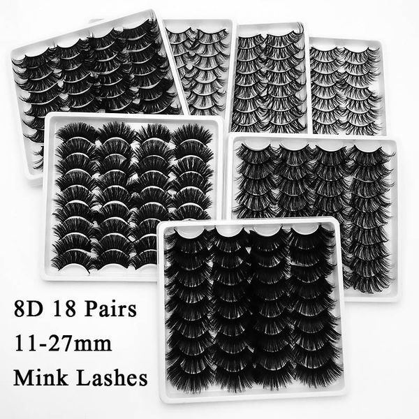 18 Pairs 8D Vizon Kirpik Seti 11 ~ 27mm Uzunluğu Kalın Çok Katmanlı Bushy Kabarık Lashes El Yapımı Yanlış Kirpik