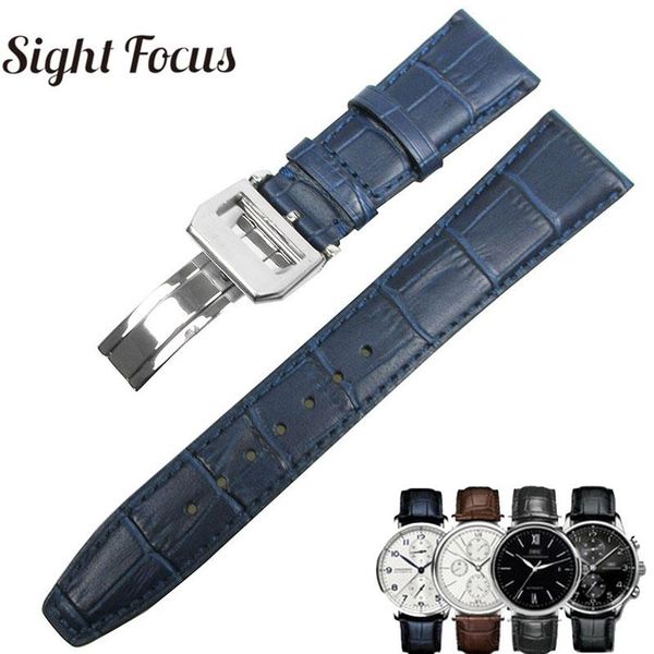

watch bands 22mm men's blue band for calf leather strap alligator grain portugieser chronogra bracelet belt pulseira relogio, Black;brown