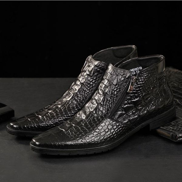 

dress shoes great2021 business casual pointed cowhide versatile breathable men's leather boot men boots, Black