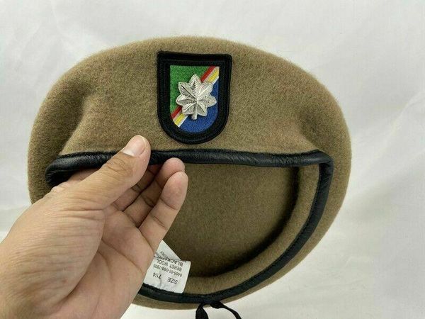 

berets us army ranger regiment wool beret khaki & lieutenant colonel insignia military hat, Blue;gray