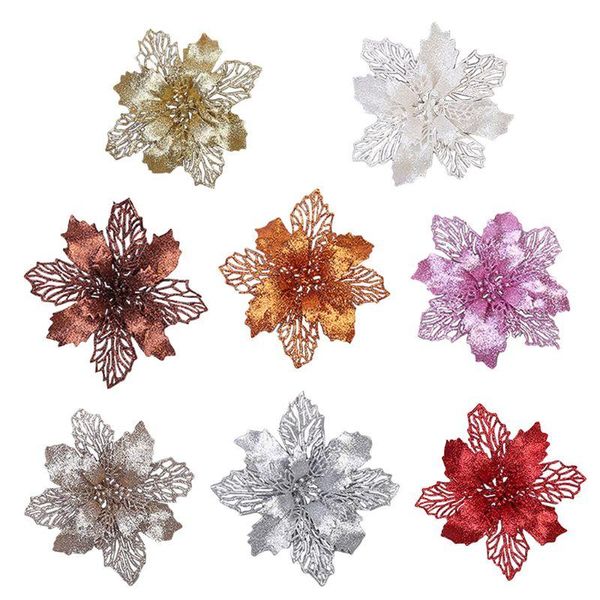 

party decoration artificial christmas flowers glitter fake merry tree decor 2021