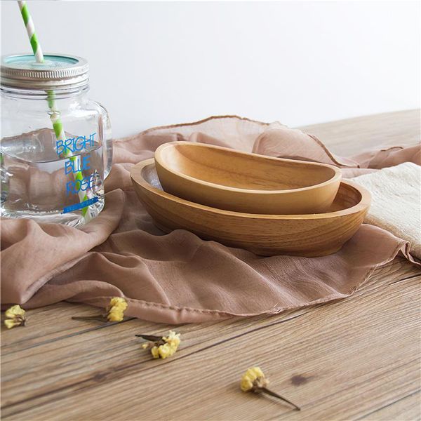 

wooden tableware japanese creativity ship type salad bowl plate snack dish cutlery household kitchen supplies dinnerware sets
