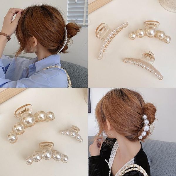 

elegant pearl hair woman claw clip hairpins accessories girls crab headwear hairgrip fashion barrettes