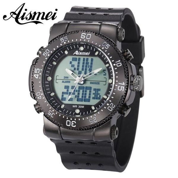 

aismei tactical digital military watches led alarm waterproof army brand quartz fashion casual sports wristwatches, Slivery;brown
