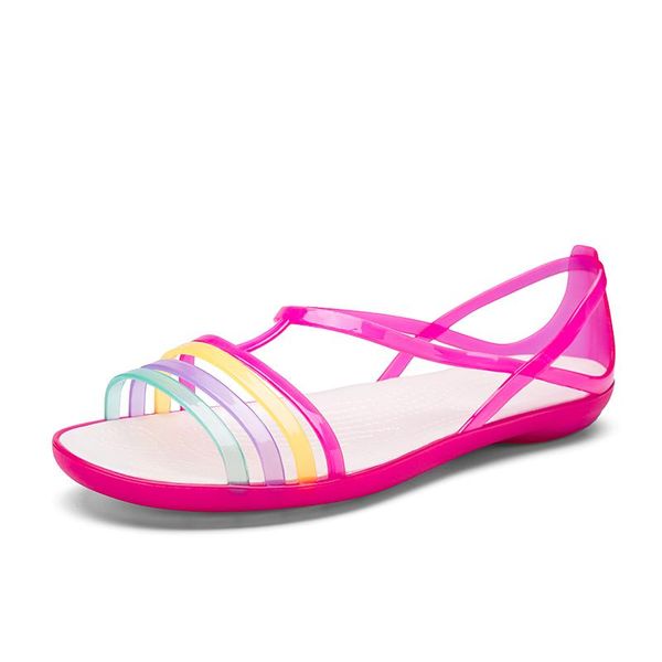 

sandals 2021 women summer eva casual mixed candy colors soft slip on beach jelly shoes woman flat, Black