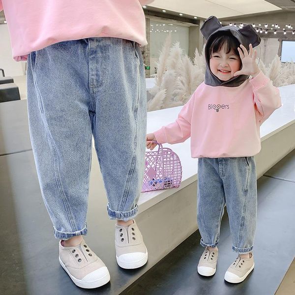

jeans baby solid color for girls spring autumn girl casual style toddler clothes, Blue